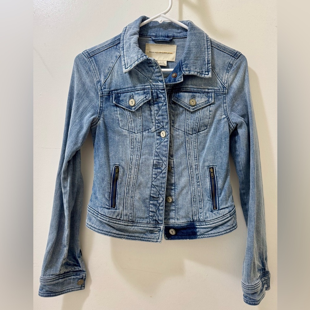 Anthropologie Pilcro Zip Pocket Denim Jacket in Open Water Size XS